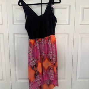 Black and Multicolor Sleeveless Dress